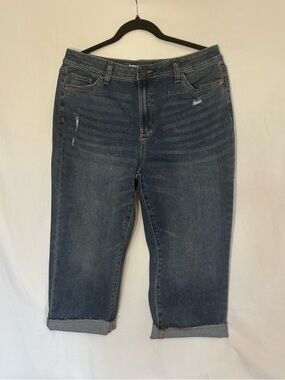 Sonoma Medium Blue Denim  cropped Jeans with Gold Stitching